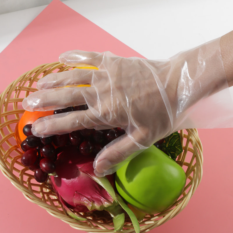 Guantes de TPE blanquecinos, suaves y respetuosos con el medio ambiente (patrón de rombos)