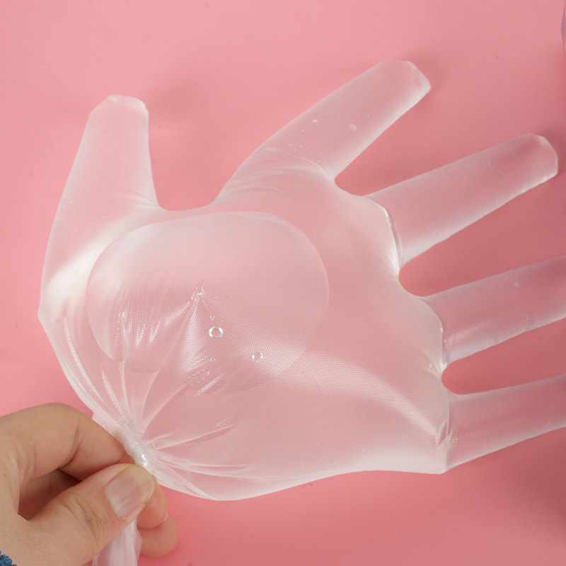 Guantes de TPE blanquecinos, suaves y respetuosos con el medio ambiente (patrón de rombos)