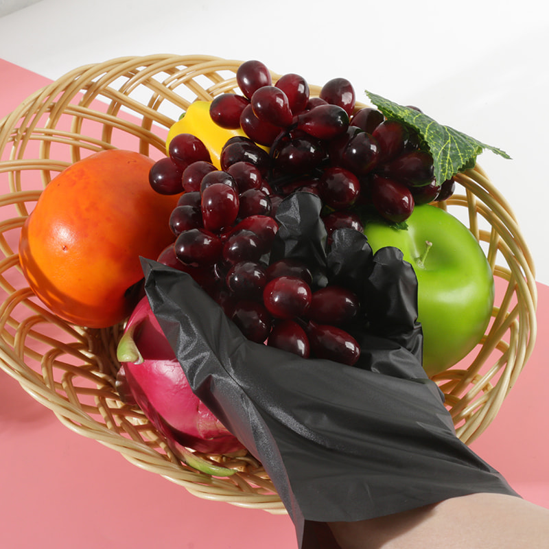 Buena resistencia a la temperatura Guantes negros de TPE (patrón de rombos)