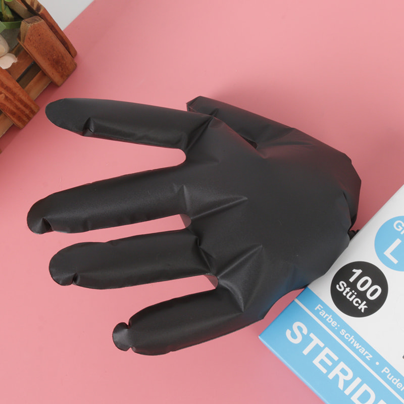 Buena resistencia a la temperatura Guantes negros de TPE (patrón de rombos)