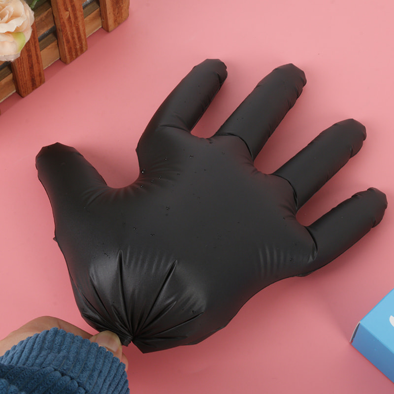 Buena resistencia a la temperatura Guantes negros de TPE (patrón de rombos)