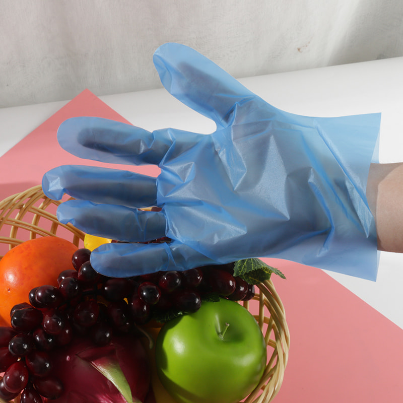 Resistencia química Guantes TPE azules (patrón de puntos)