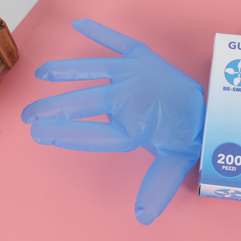 Resistencia química Guantes TPE azules (patrón de puntos)