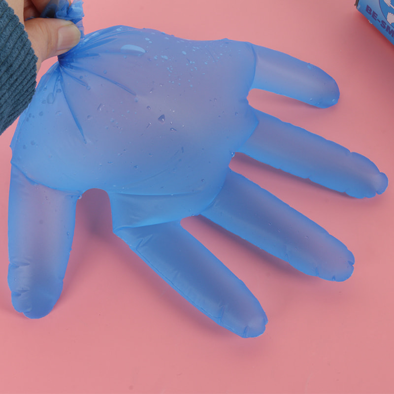 Resistencia química Guantes TPE azules (patrón de puntos)