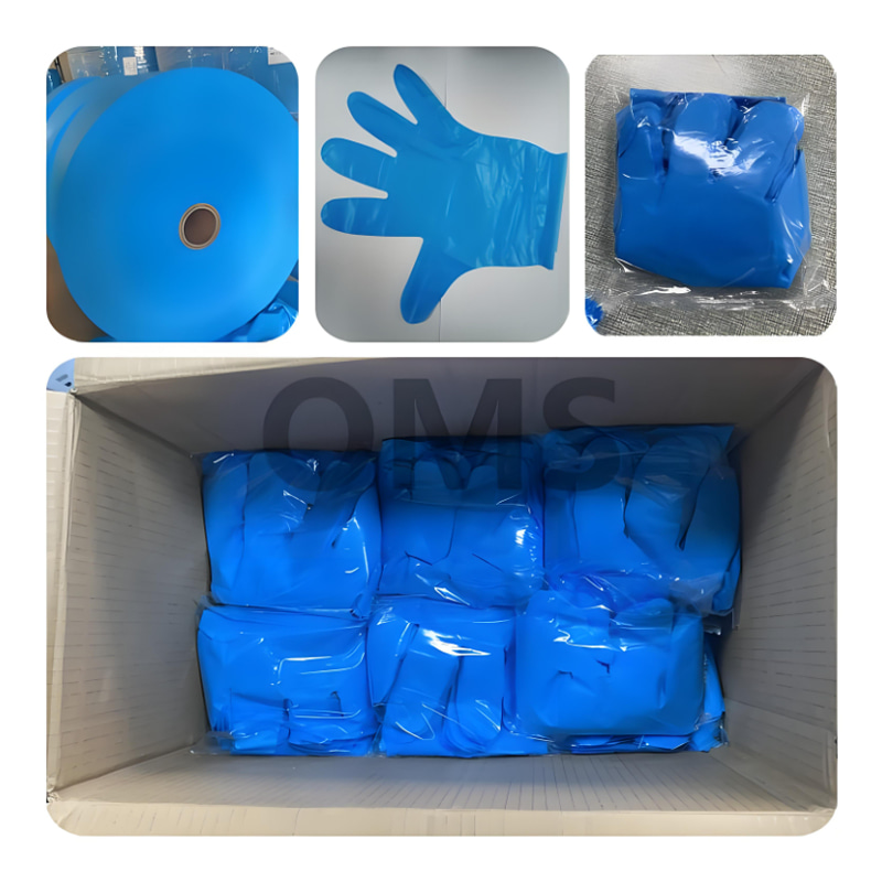 ‌Resistencia química Guantes TPE azules (textura mate)