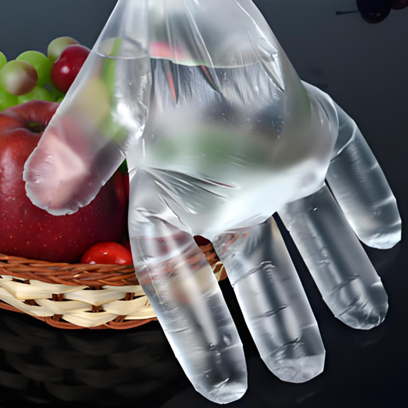 Guantes de HDPE blanquecinos impermeables y resistentes al aceite