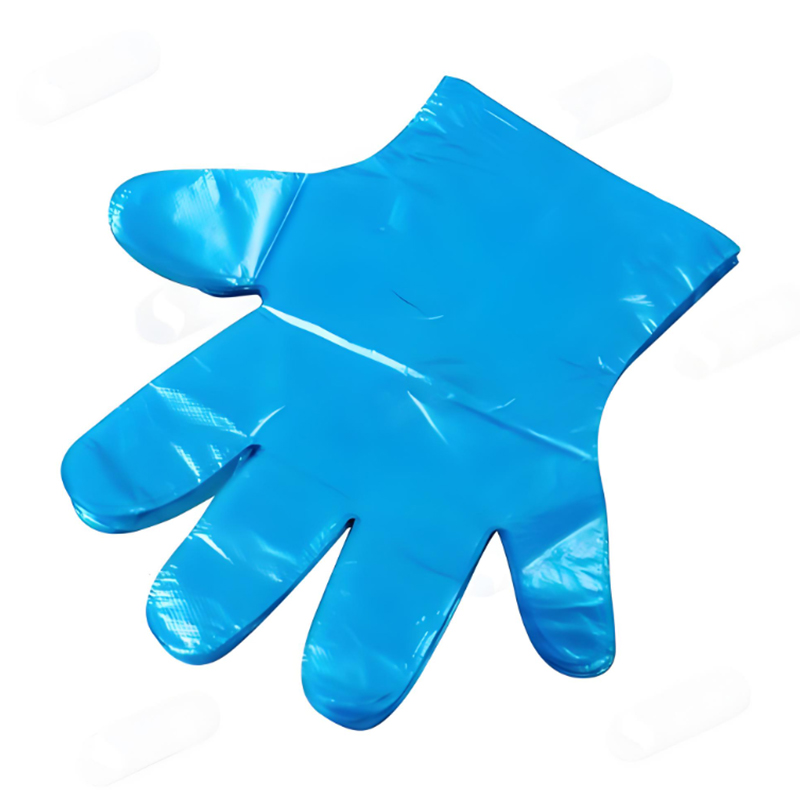 Guantes de HDPE azules resistentes a bacterias, ácidos y álcalis.