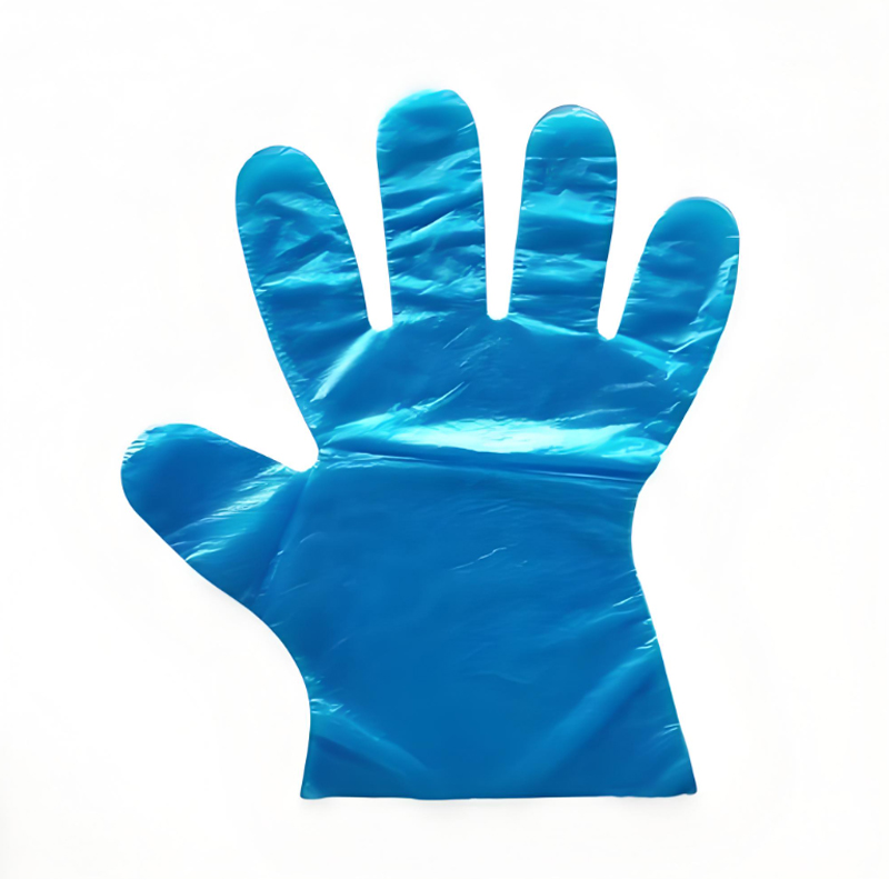 Guantes de LDPE azules resistentes a bacterias, ácidos y álcalis.